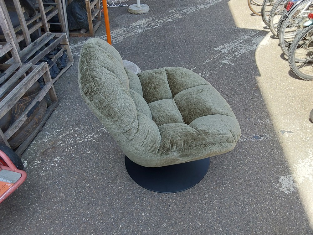 FAUTEUIL PIVOTANT TISSU CHENILLE VERT KAKI (832998-1-12131) 2ÈME CHOIX