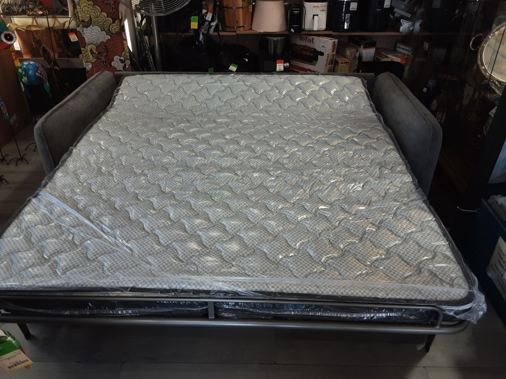 CANAPÉ CONVERTIBLE 3 PLACES - MATELAS 13CM - ANTHRACITE 2 COLIS ( HA833929-2-12719) 2ÈME CHOIX