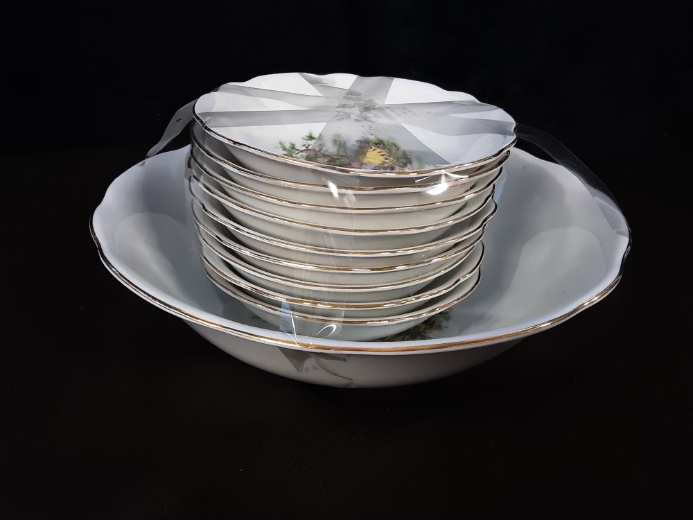 SERVICE A SALADE DE FRUITS EN PORCELAINE MOTIF MARQUISE