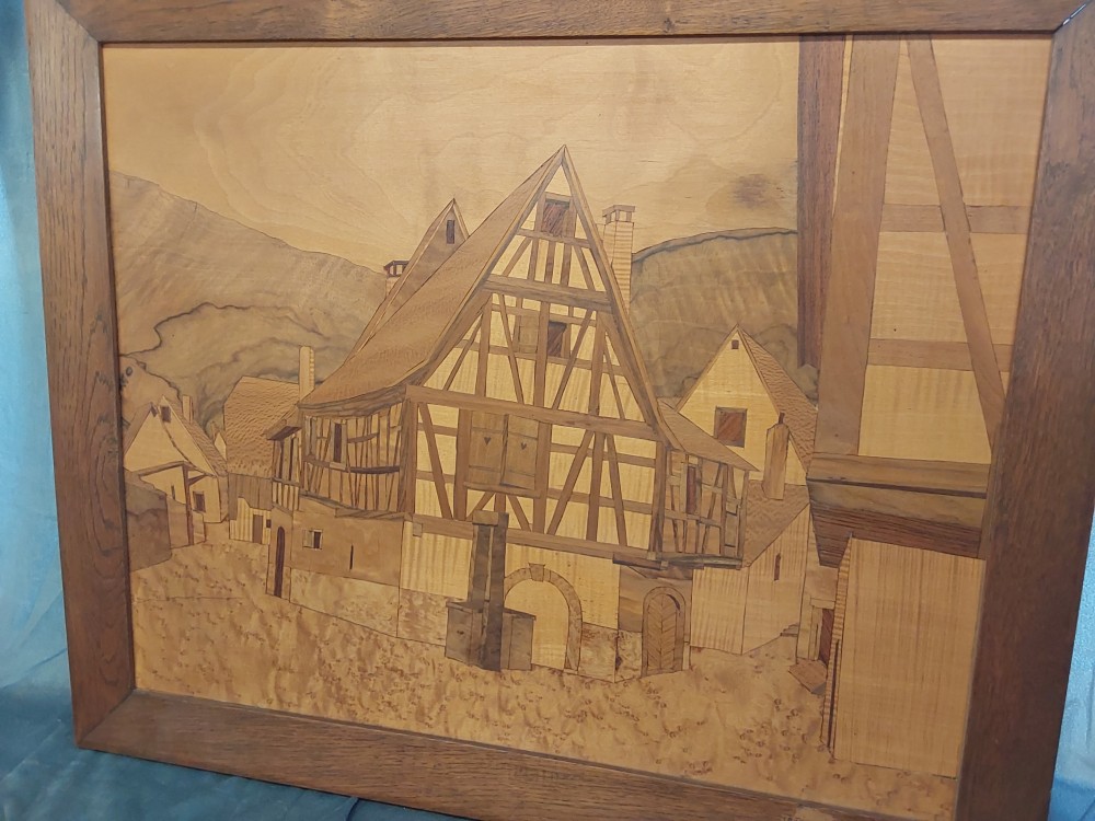 TABLEAU MARQUETÉ VILLAGE ALSACIEN
