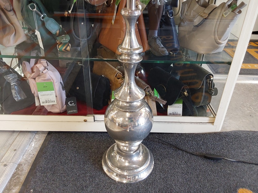 LAMPE SUR PIED GRIS ABAT JOUR CORDE H.78CM