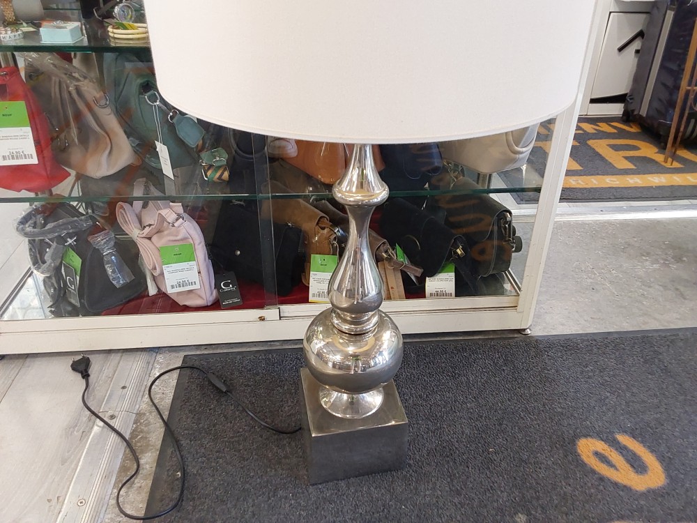 LAMPE SUR PIED GRIS ABAT JOUR GM BEIGE H. 83CM