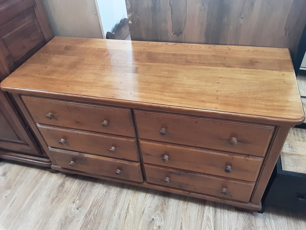 COMMODE CHENE MASSIF 6 TIROIRS
