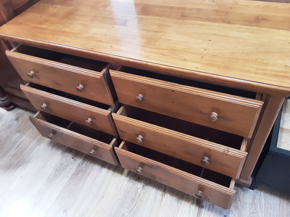 COMMODE CHENE MASSIF 6 TIROIRS