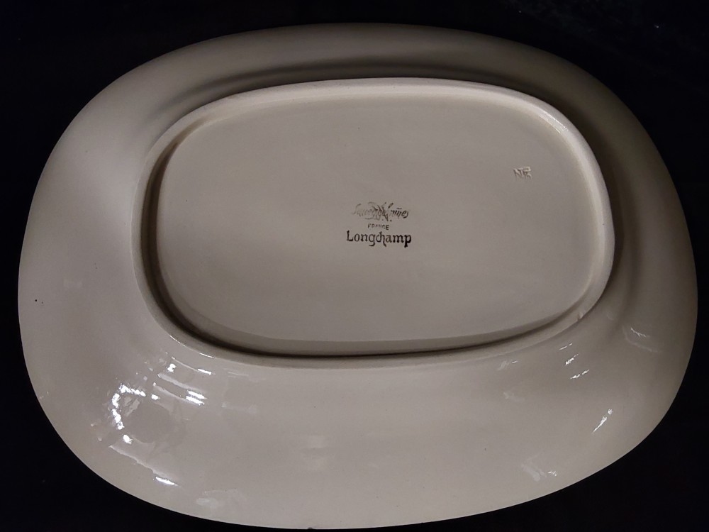 PLAT DECOR FLEURS BLEUES SARREGUEMINES LONGCHAMP