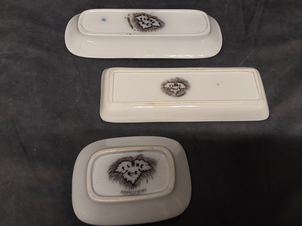 LOT DE 3 PORTES SAVONS SARREGUEMINES U&C FLORE NOIR