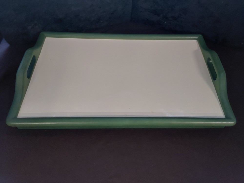 PLATEAU DE LIT VERRE ET BLANC PIEDS PLIABLES