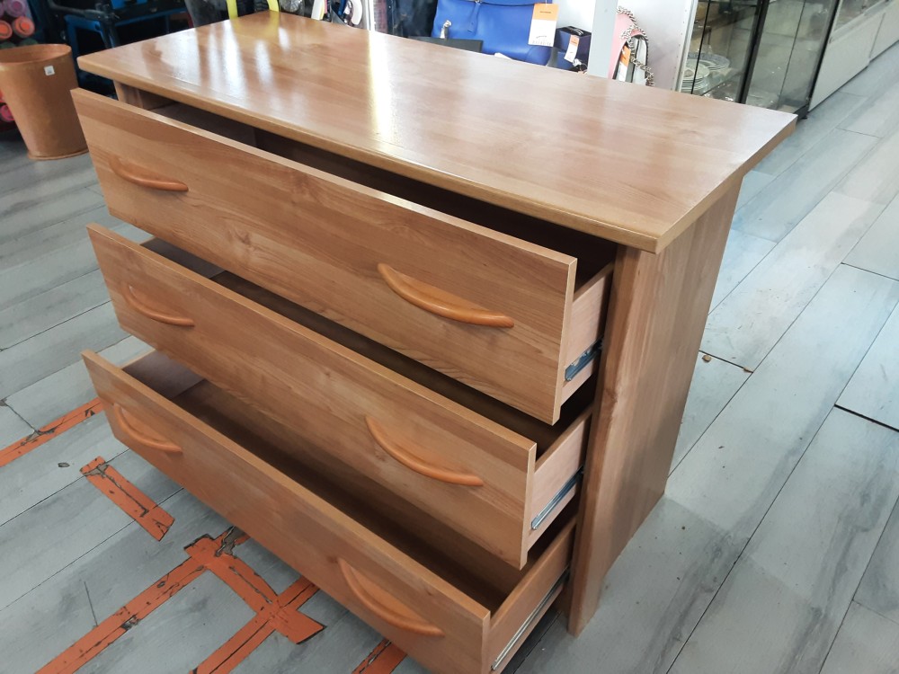 COMMODE COLORIS BOIS CLAIR 3 TIROIRS