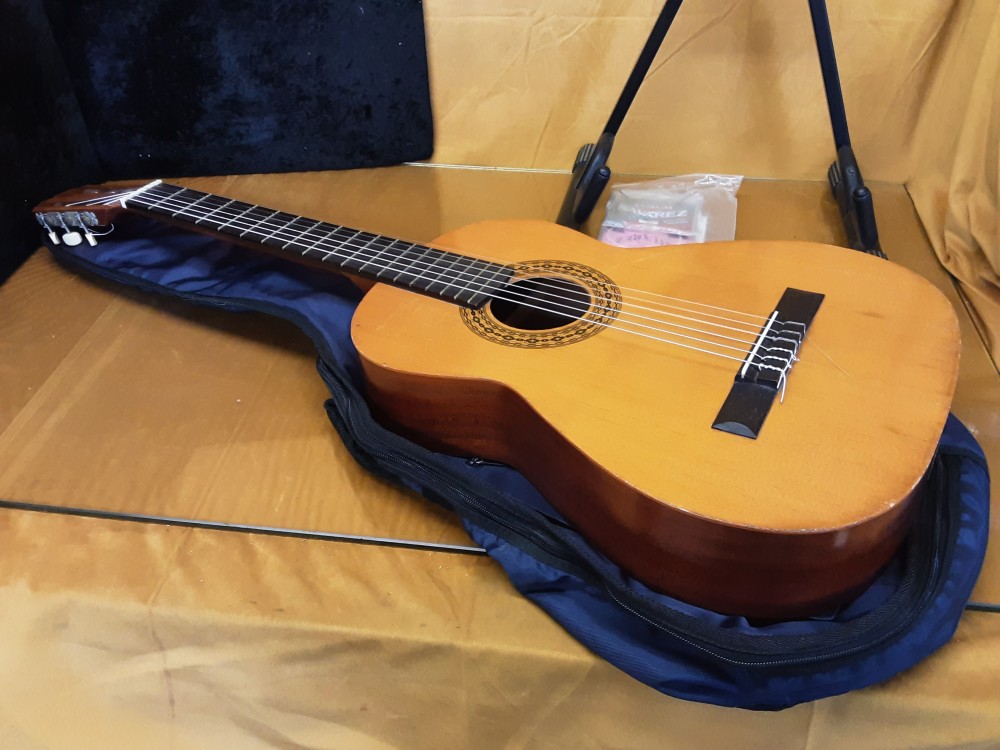 GUITARE RITMO AVEC HOUSSE, SUPPORT ET DIVERS ACCESSOIRES