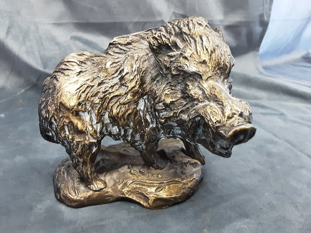 SANGLIER EN METAL DORÉ HAUT 14CM