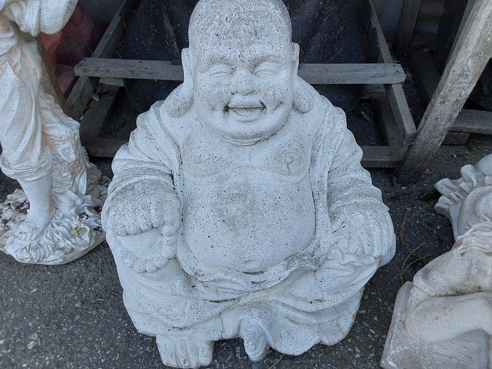 STATUE EN PIERRE RECONSTITUTÉE BOUDDHA RIEUR