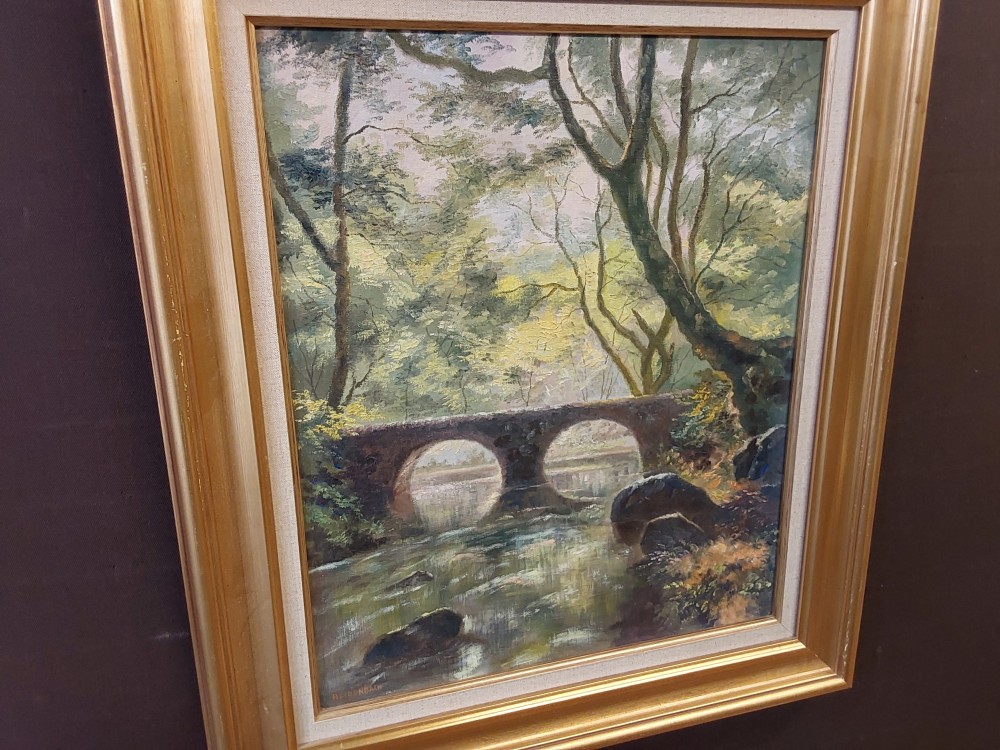 TABLEAU CADRE DORÉ PONT SIGNÉ REIDENBACH