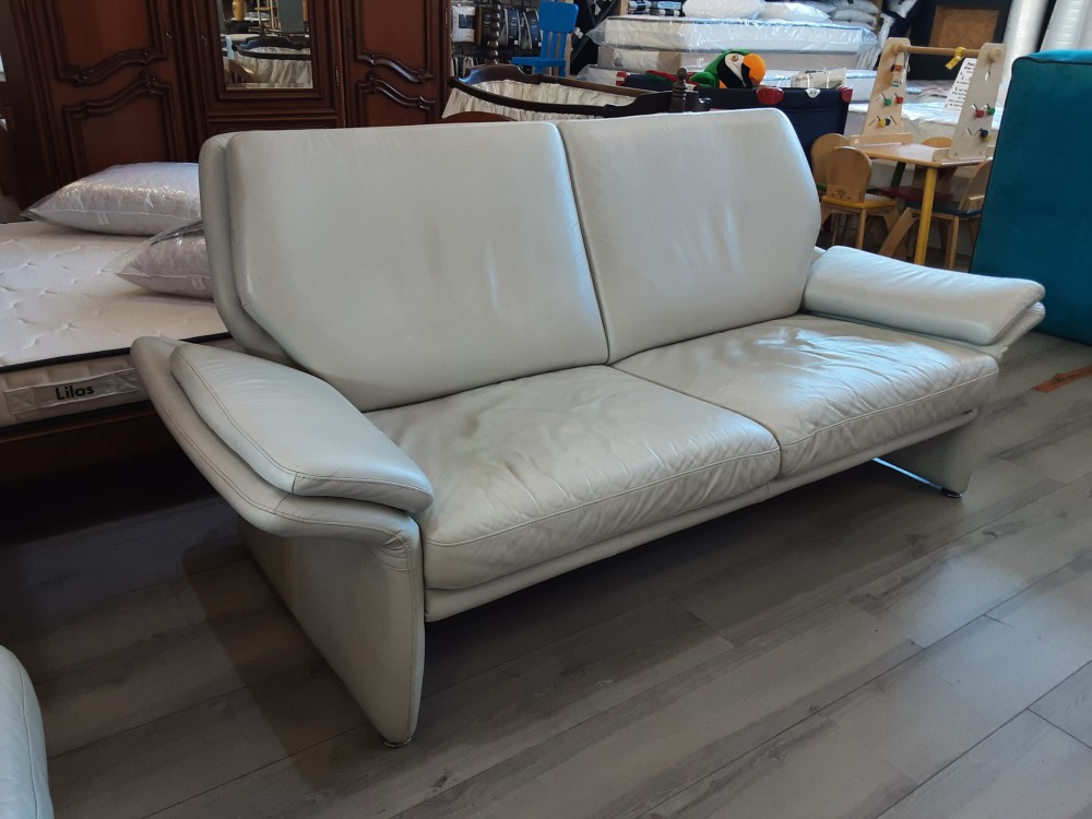 CANAPE 3 PLACES + 2 PLACES CUIR GRIS CLAIR