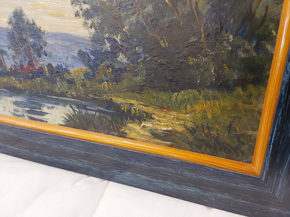 TABLEAU PEINTURE CADRE BLEU