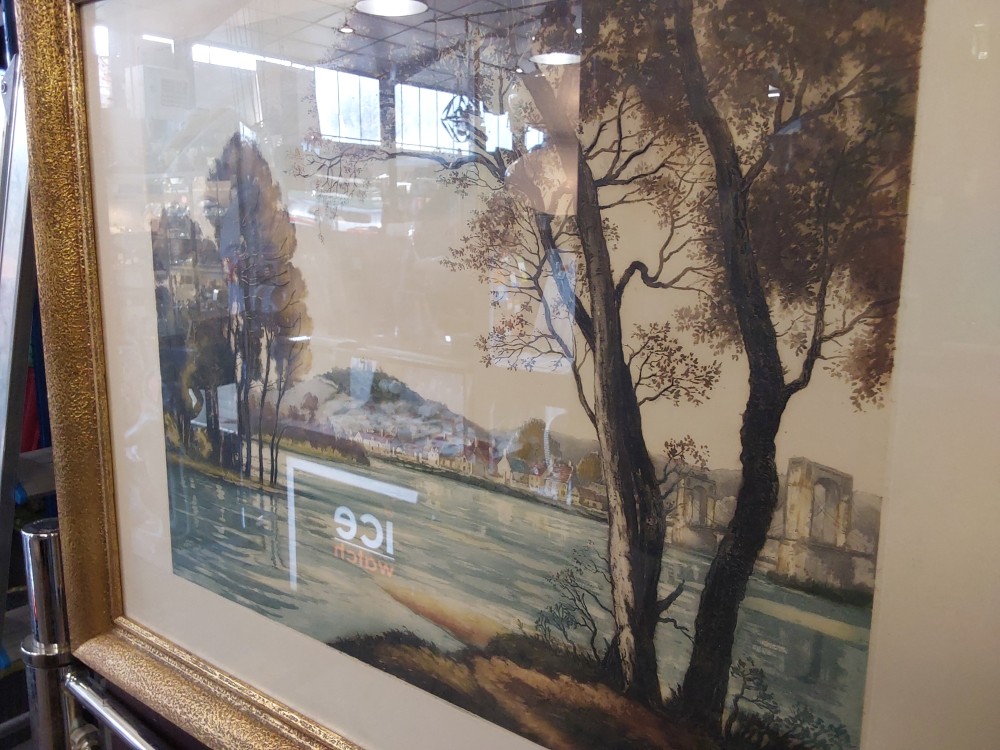 TABLEAU LITO LAC ET VILLAGE SIGNÉ F.ROTH