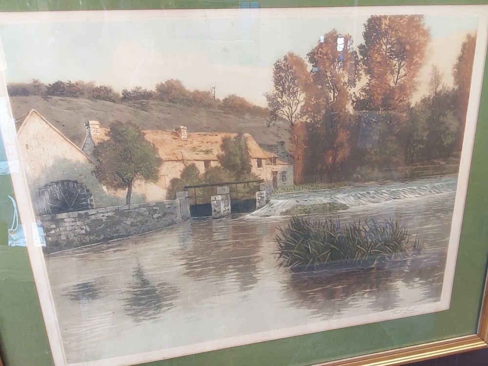 TABLEAU LITO VILLAGE AU BORD DE L’EAU SIGNÉ LOUIS LEVÉ