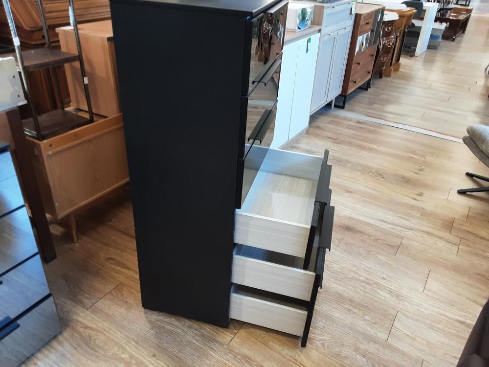 COMMODE 6 TIROIRS MIROIR COLORIS NOIR