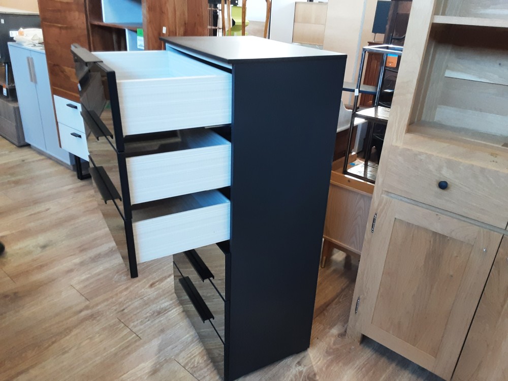 COMMODE 6 TIROIRS MIROIR COLORIS NOIR
