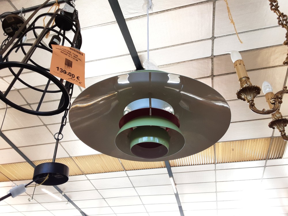 LUSTRE GM VERT ANIS ET ROUGE EN METAL DIAM 50CM