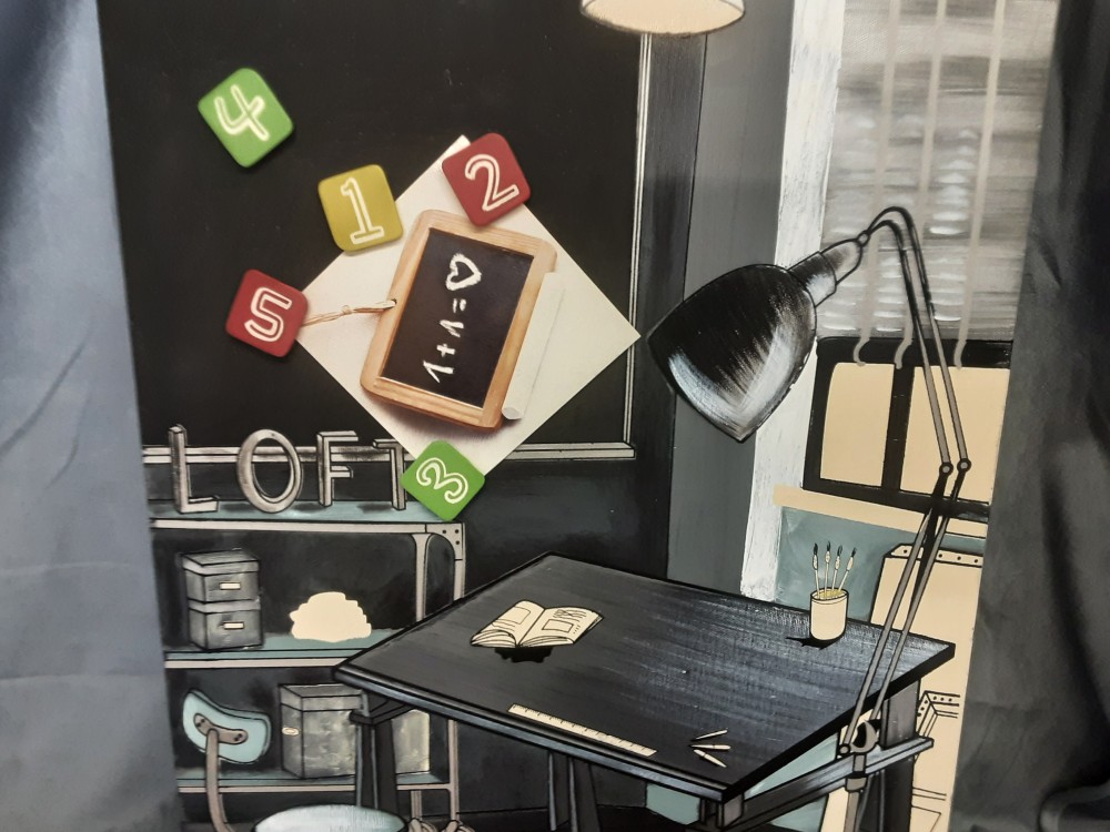 TABLEAU AIMANTÉ SANS CADRE MOTIF BUREAU ET TABLEAU D'ECOLIER