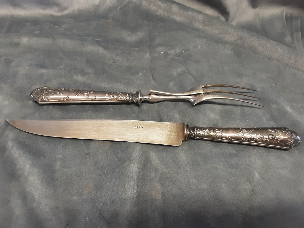 ENSEMBLE 2 COUVERTS À GIGOT MANCHE EN ARGENT