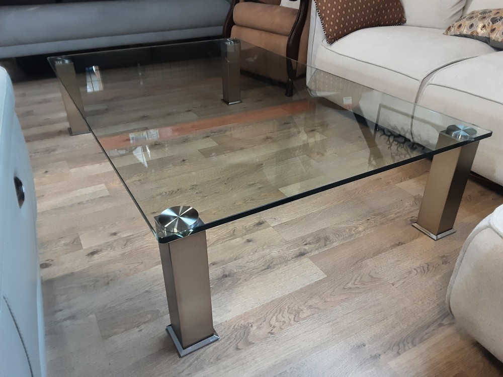 TABLE BASSE TGM PLATEAU EN VERRE PIEDS METAL
