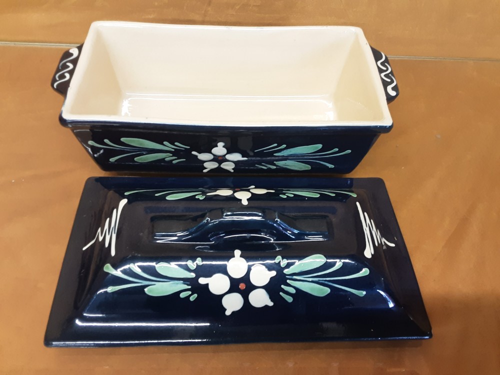 PLAT RECTANGULAIRE SOUFFLENHEIM BLEU DECOR FLEURS