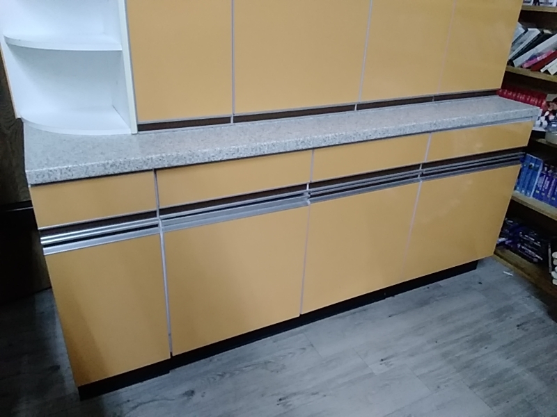 MEUBLE DE CUISINE VINTAGE FORMICA ORANGE 190CM HAUT ET BAS