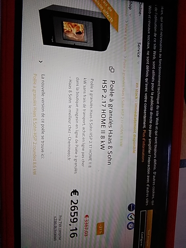 POÊLE À GRANULÉS HAAS ET SOHN NEUF MODÈLE HSP 2 HOME II 8KW