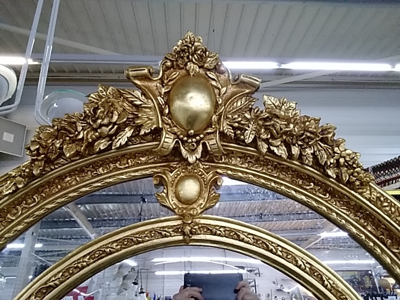 MIROIR BAROQUE DORÉ ARRONDI BISEAUTÉ 114 X 226 CM