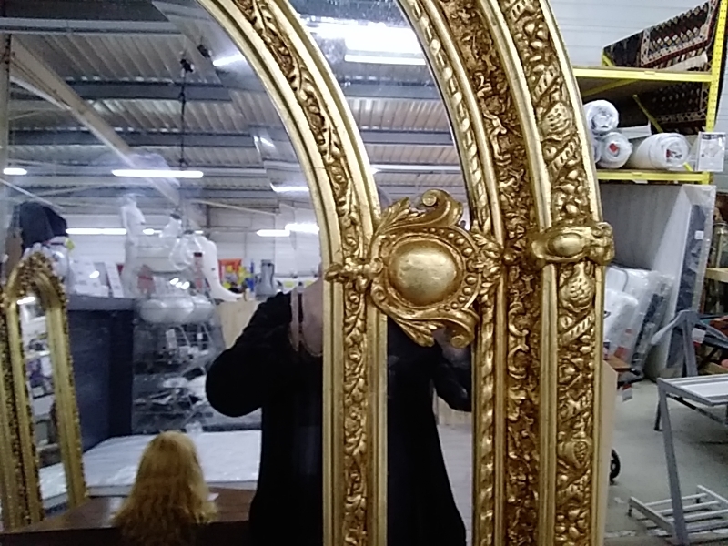 MIROIR BAROQUE DORÉ ARRONDI BISEAUTÉ 114 X 226 CM