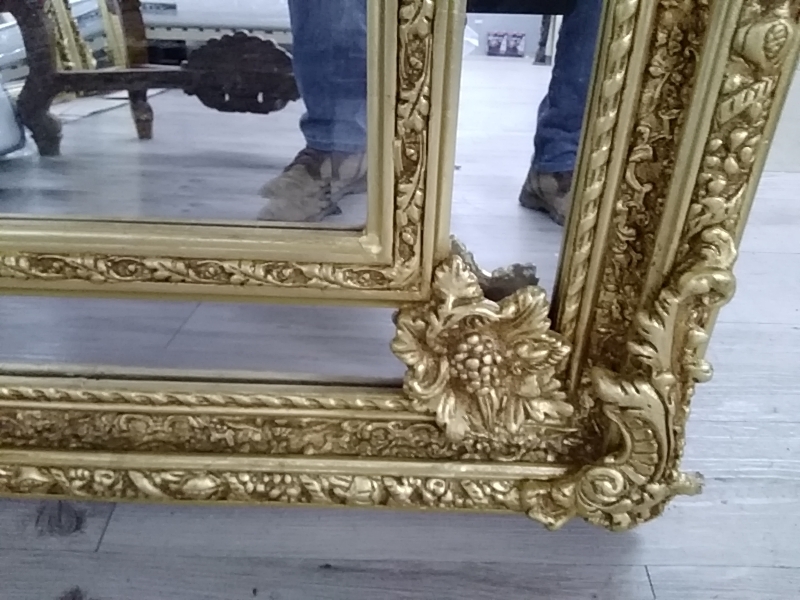 MIROIR BAROQUE DORÉ ARRONDI BISEAUTÉ 114 X 226 CM