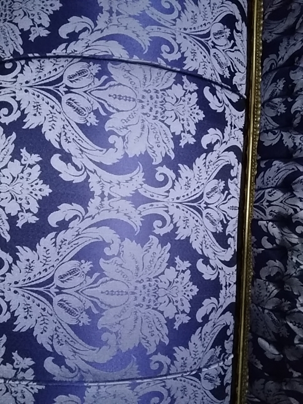 SALON BAROQUE CANAPÉ ET 4 FAUTEUILS DORÉ TISSU BLEU