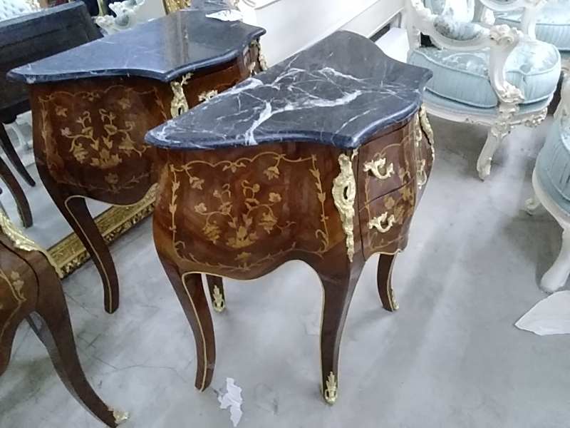COMMODE LOUIS XV MARQUETERIE 2 TIROIRS COPIE
