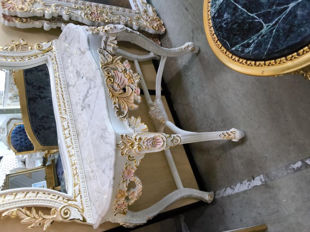 CONSOLE BAROQUE BEIGE MIROIR MARBRE