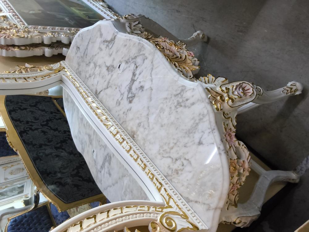 CONSOLE BAROQUE BEIGE MIROIR MARBRE