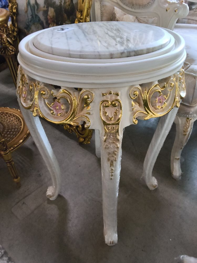 GUERIDON BAROQUE BEIGE MARBRE DIAMÈTRE 43CM HAUTEUR 67 CM