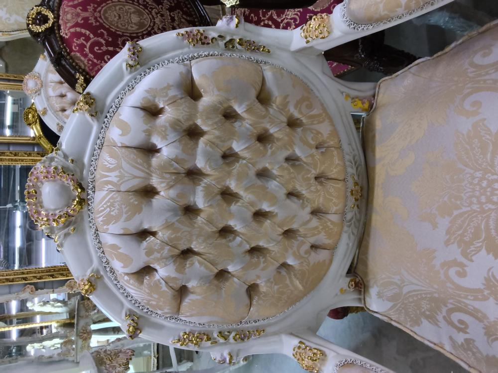 FAUTEUIL BAROQUE BEIGE TISSU JAUNE