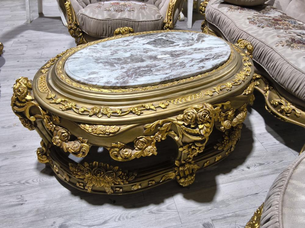 SALON BAROQUE DORÉ GÉANT COMPOSÉ DE 2 CANAPÉS 3 PLACES 2 FAUTEUILS ET 1 TABLE BASSPE