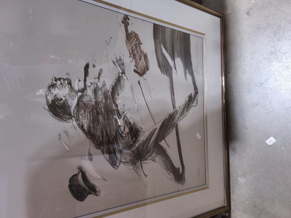 LITHOGRAPHIE LE VIOLONISTE SIGNÉE CLAUDE WEISBUCH 80 X 100