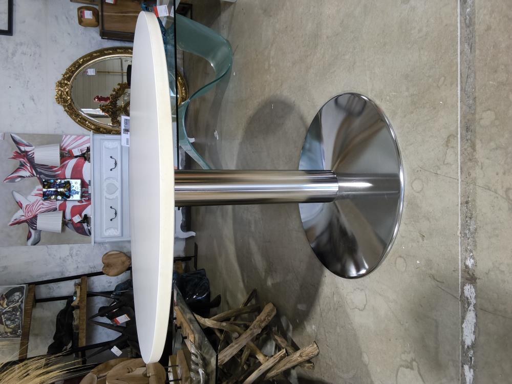 TABLE RONDE MODERNE PIED CHROMÉ DIAMÈTRE 100CM
