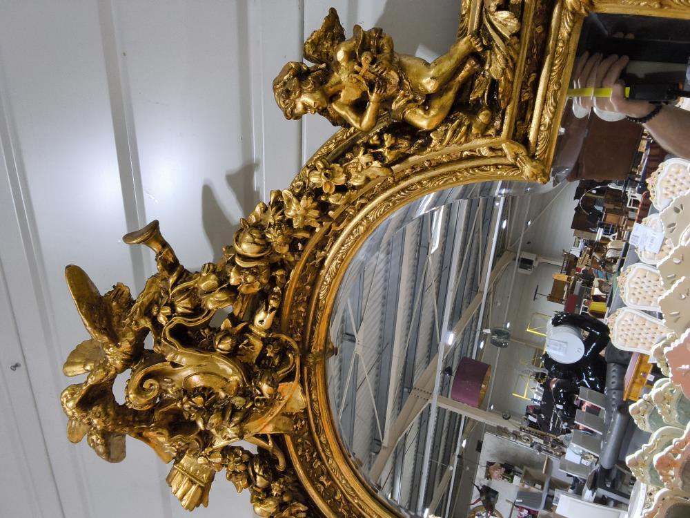 MIROIR BAROQUE DORÉ 2 ANGES 109 X 222XM