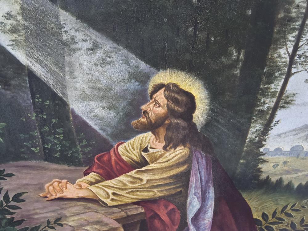TABLEAU RELIGIEUX PEINTURE À L’HUILE 137 X 97 CM