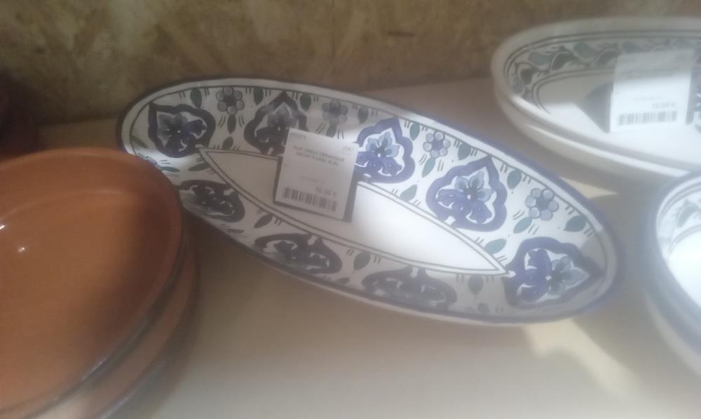 PLAT CREUX CERAMIQUE DECOR FLORAL BLEU