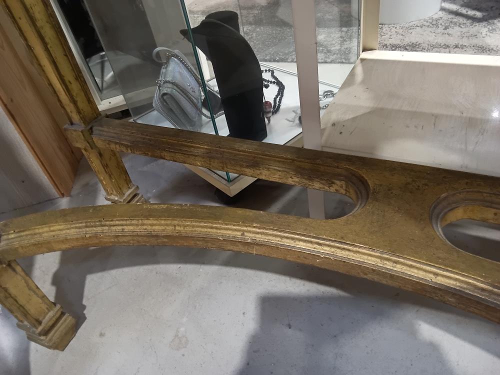 CONSOLE BOIS DORE EN L'ETAT+MARBRE +MIROIR STYLE LOUIS XVI