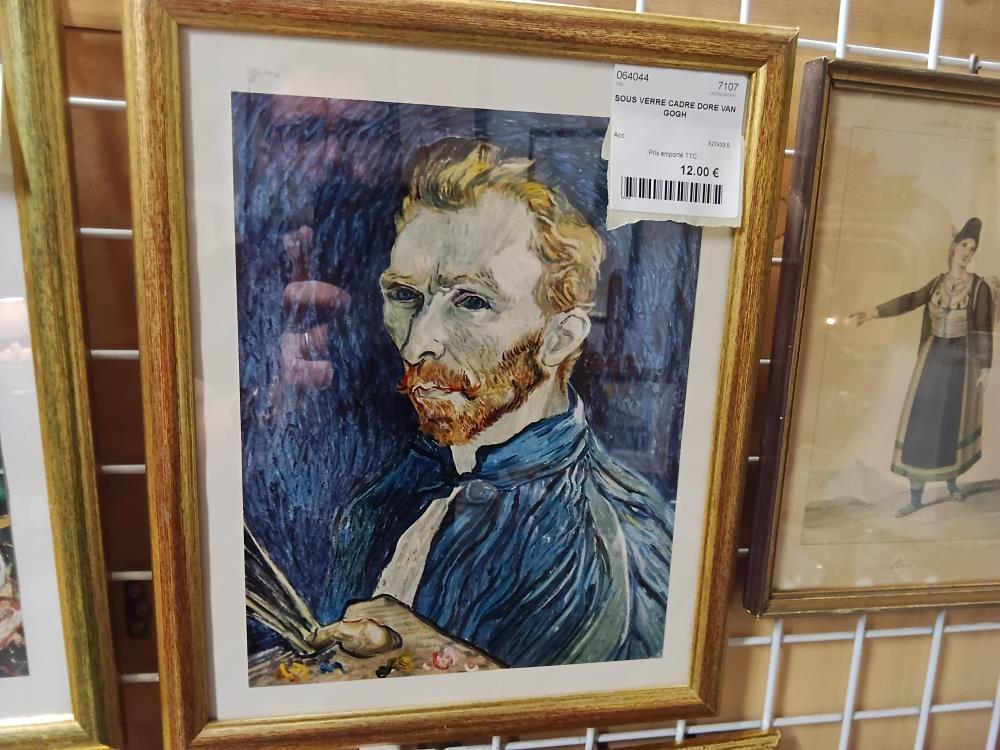 SOUS VERRE CADRE DORE VAN GOGH