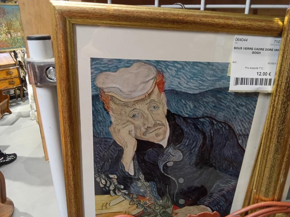 SOUS VERRE CADRE DORE VAN GOGH