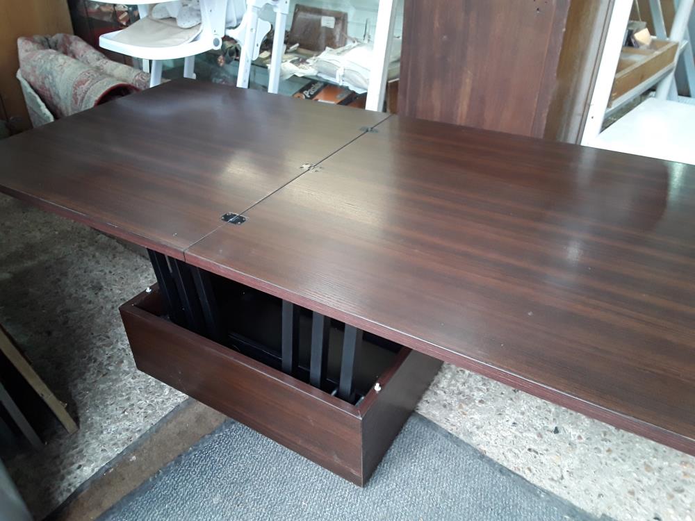 TABLE BASSE 75CM CARREE DECO CHENE PETITS COUPS REHAUSSABLE DEPLIANTE