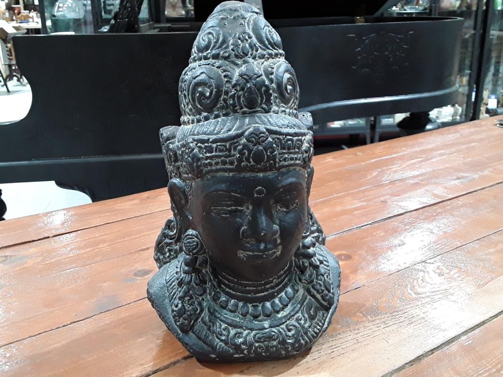 BUSTE DE SHIVA DECO JARDIN PIERRE RECONSTITUÉE 28CM