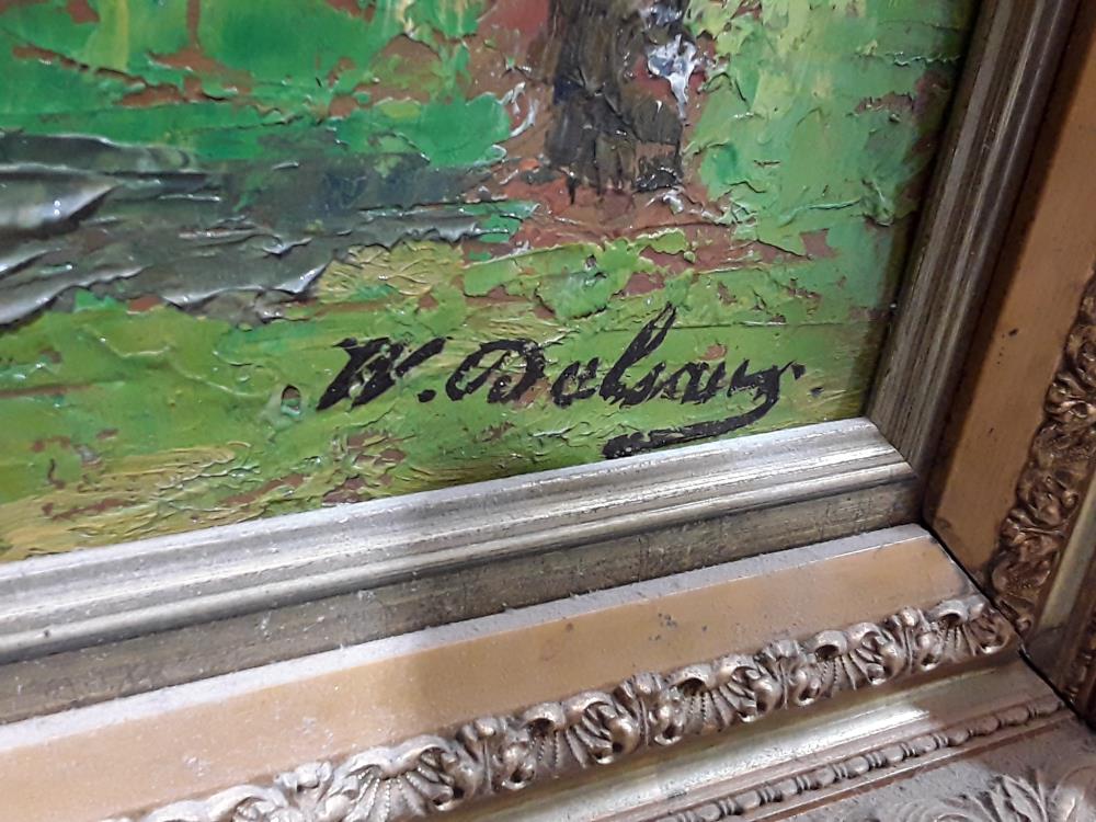 PEINTURE À L'HUILE SIGNÉE W DELSAUX CADRE DORÉ